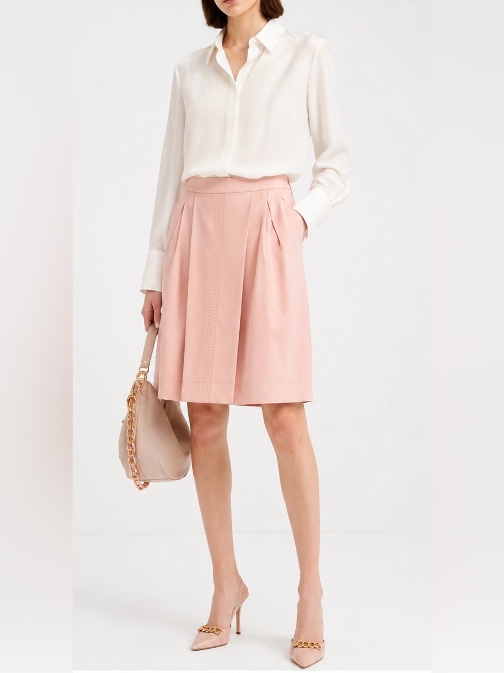 Stella McCartney Pleated Pencil Skirt Solid Light Pink Sz 8